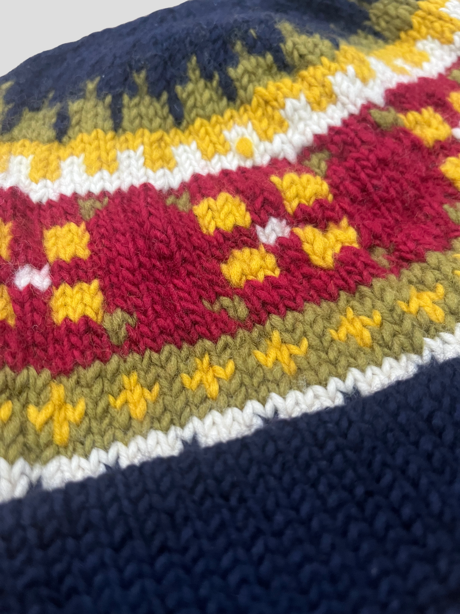 Flower - Hand Knit - Navy