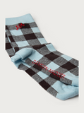 Damson Madder - Gingham Sock - Pale blue